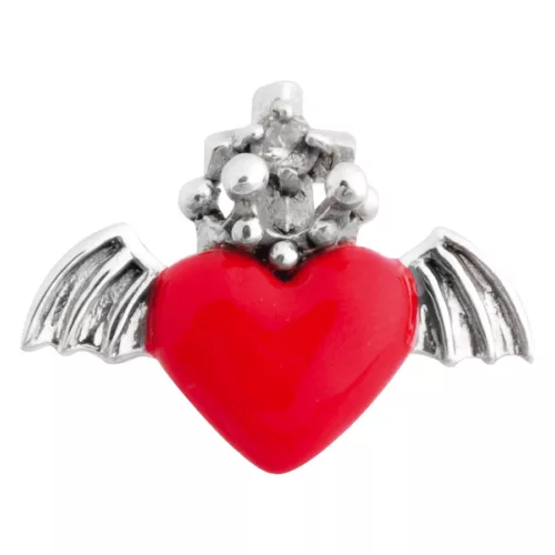 Winged Red Heart with Crystal Cross
