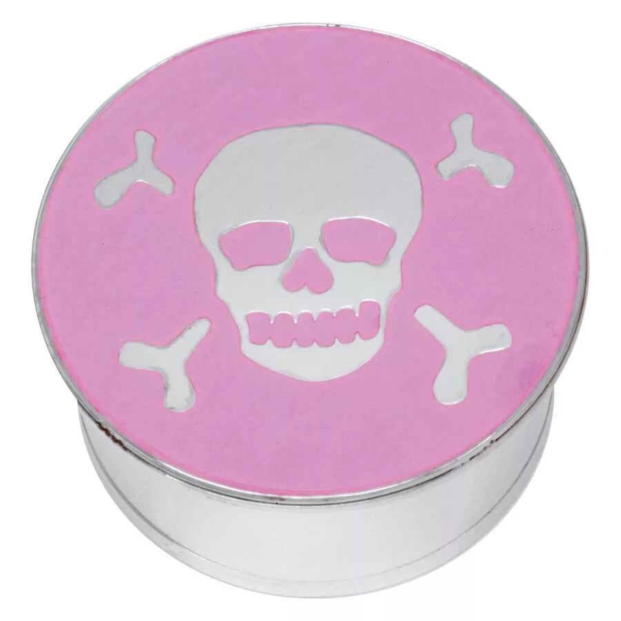Steel Basicline® Single Flared Impression Plug "Skull and Crossbones on Pink"